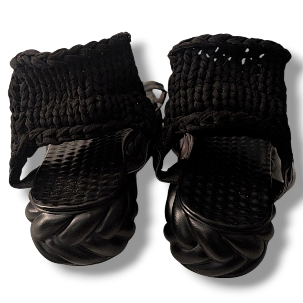 Platform Braided Women's Black Fabric Sandals Size 10 US - Picture 6 of 7